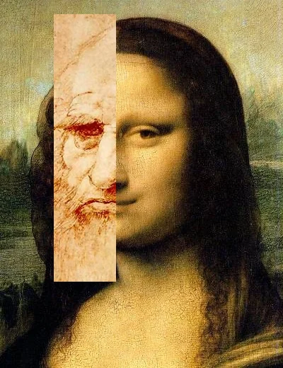 Mona Lisa ile Leonardo da Vinci'nin yüz hatlarının karşılaştırması