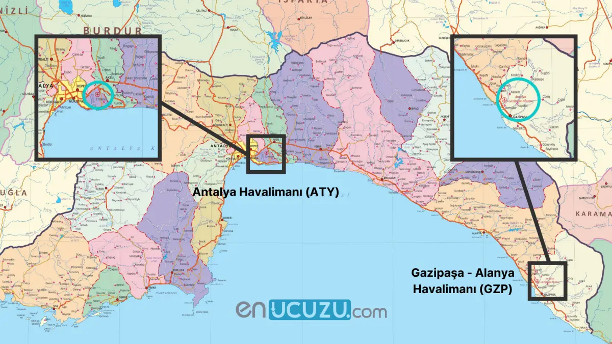 Antalya'daki Havalimanları ve Ulaşım Haritası